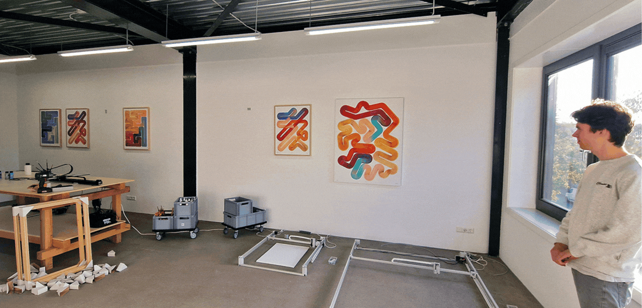 ►  The studio is new and still under construction — the plotters are on the floor or on the workbench